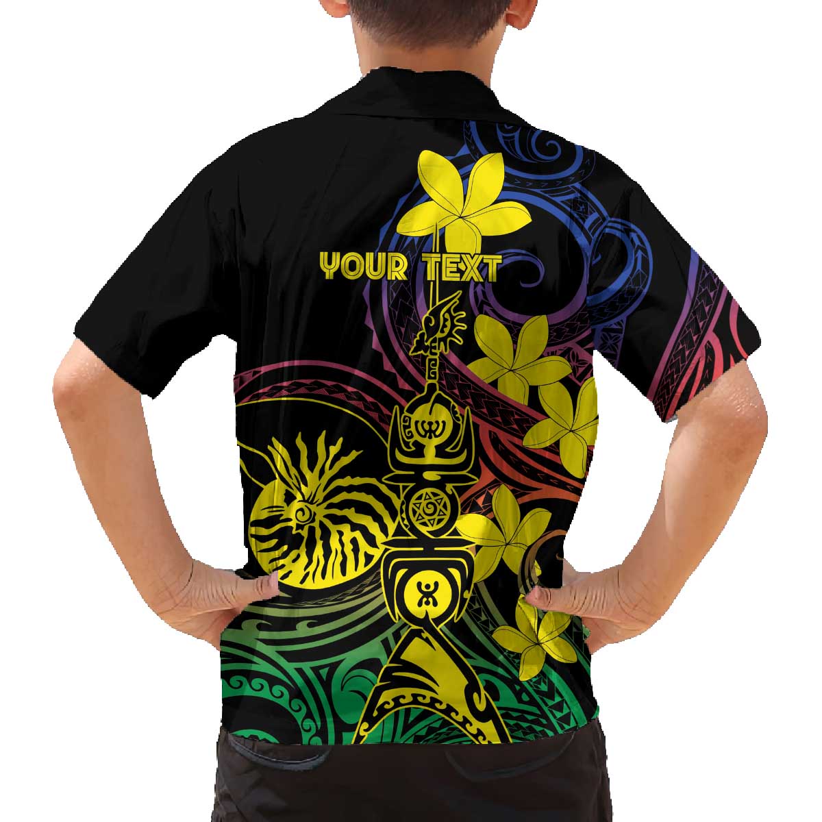 New Caledonia Kanaky Personalized Family Matching Off The Shoulder Long Sleeve Dress and Hawaiian Shirt Fleche Faitiere - Plumeria LT7 - Polynesian Pride