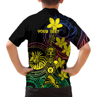 New Caledonia Kanaky Personalized Family Matching Off The Shoulder Long Sleeve Dress and Hawaiian Shirt Fleche Faitiere - Plumeria LT7 - Polynesian Pride