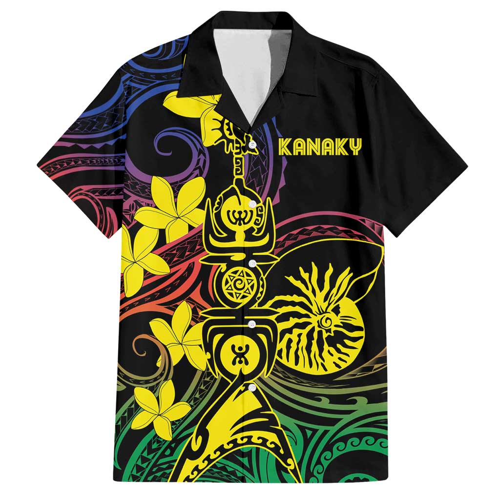 New Caledonia Kanaky Personalized Family Matching Off Shoulder Maxi Dress and Hawaiian Shirt Fleche Faitiere - Plumeria LT7 Dad's Shirt - Short Sleeve Colorful - Polynesian Pride