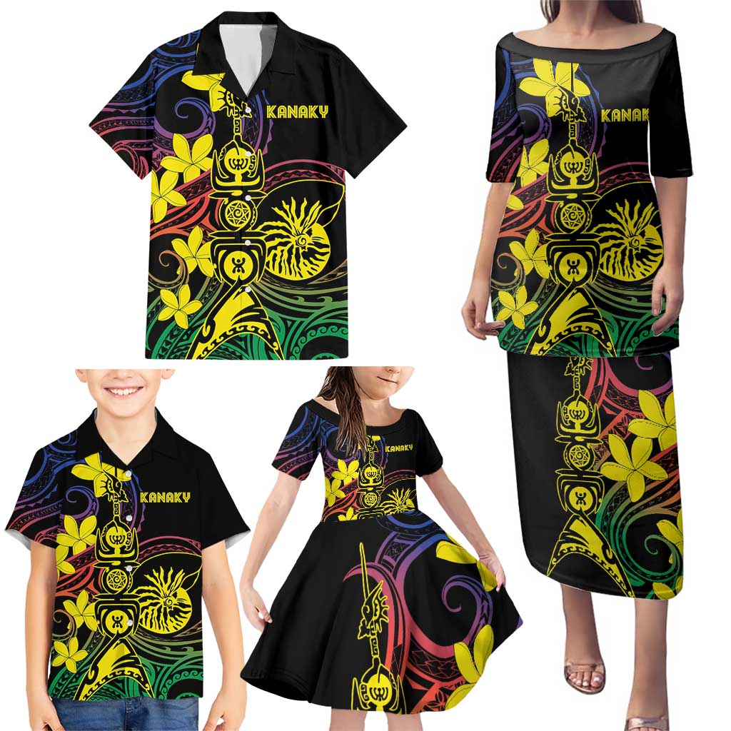 New Caledonia Kanaky Personalized Family Matching Puletasi and Hawaiian Shirt Fleche Faitiere - Plumeria LT7 - Polynesian Pride