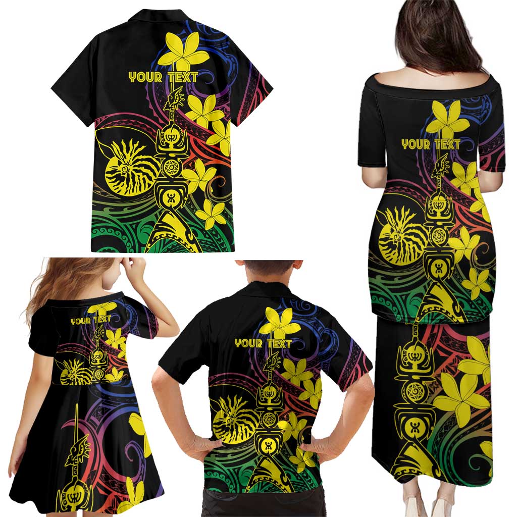 New Caledonia Kanaky Personalized Family Matching Puletasi and Hawaiian Shirt Fleche Faitiere - Plumeria LT7 - Polynesian Pride
