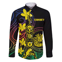 New Caledonia Kanaky Personalized Family Matching Short Sleeve Bodycon Dress and Hawaiian Shirt Fleche Faitiere - Plumeria LT7 Dad's Shirt - Long Sleeve Colorful - Polynesian Pride