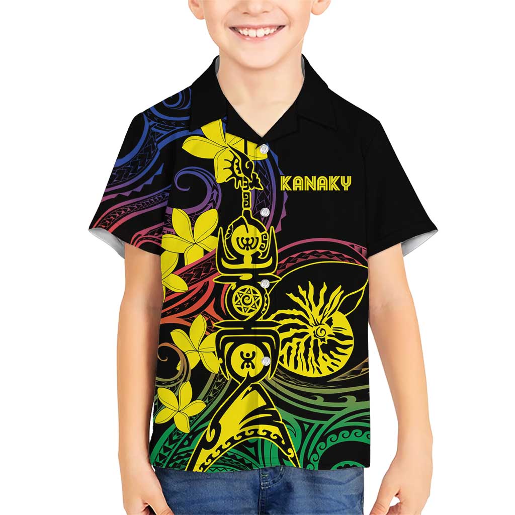 New Caledonia Kanaky Personalized Family Matching Short Sleeve Bodycon Dress and Hawaiian Shirt Fleche Faitiere - Plumeria LT7 Son's Shirt Colorful - Polynesian Pride