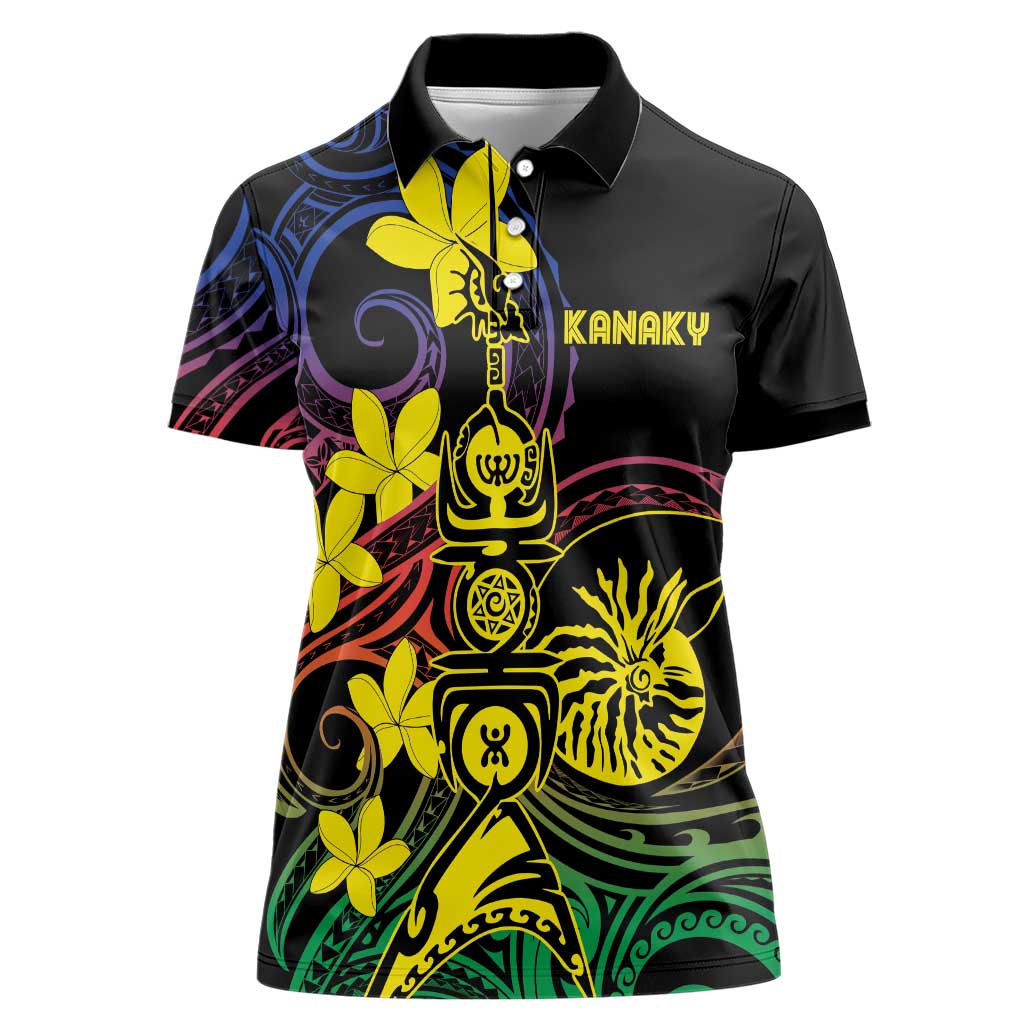New Caledonia Kanaky Personalized Women Polo Shirt Fleche Faitiere - Plumeria LT7 Female Colorful - Polynesian Pride
