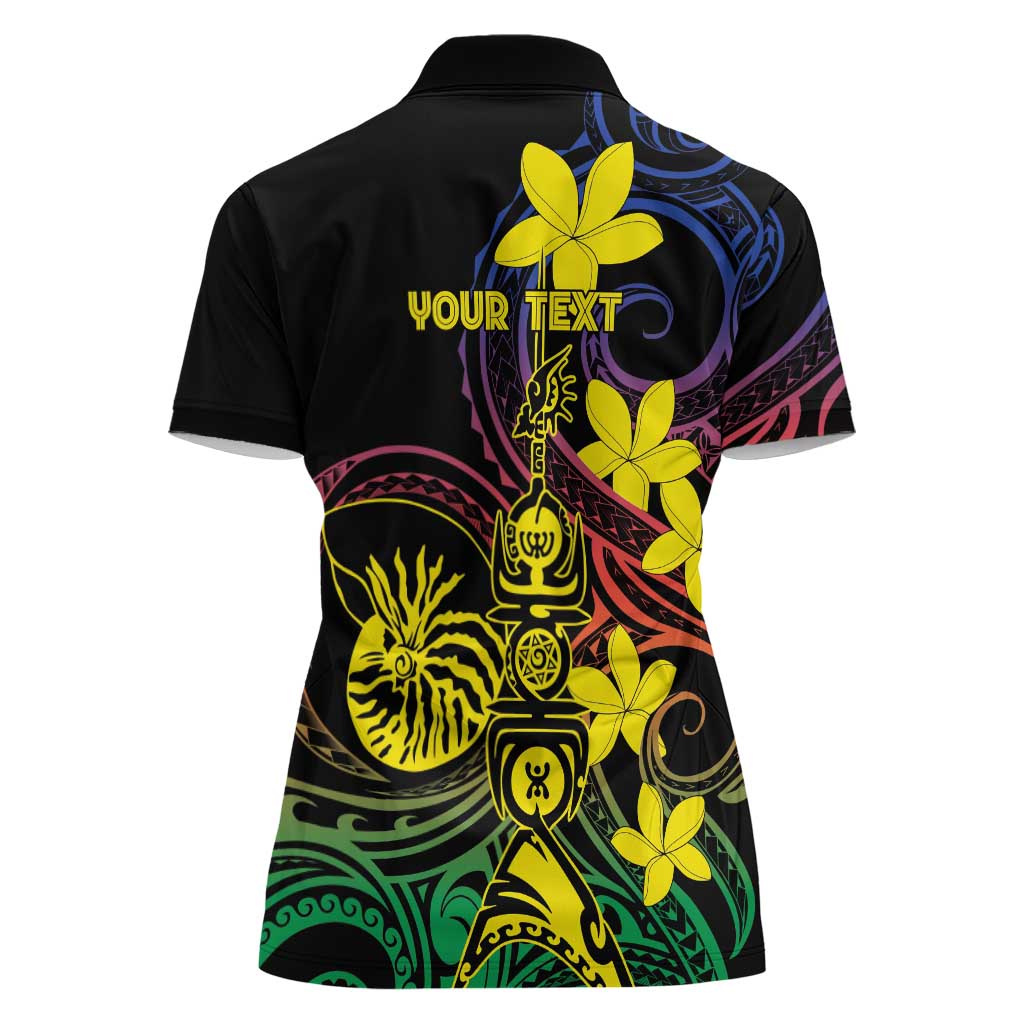 New Caledonia Kanaky Personalized Women Polo Shirt Fleche Faitiere - Plumeria LT7 - Polynesian Pride
