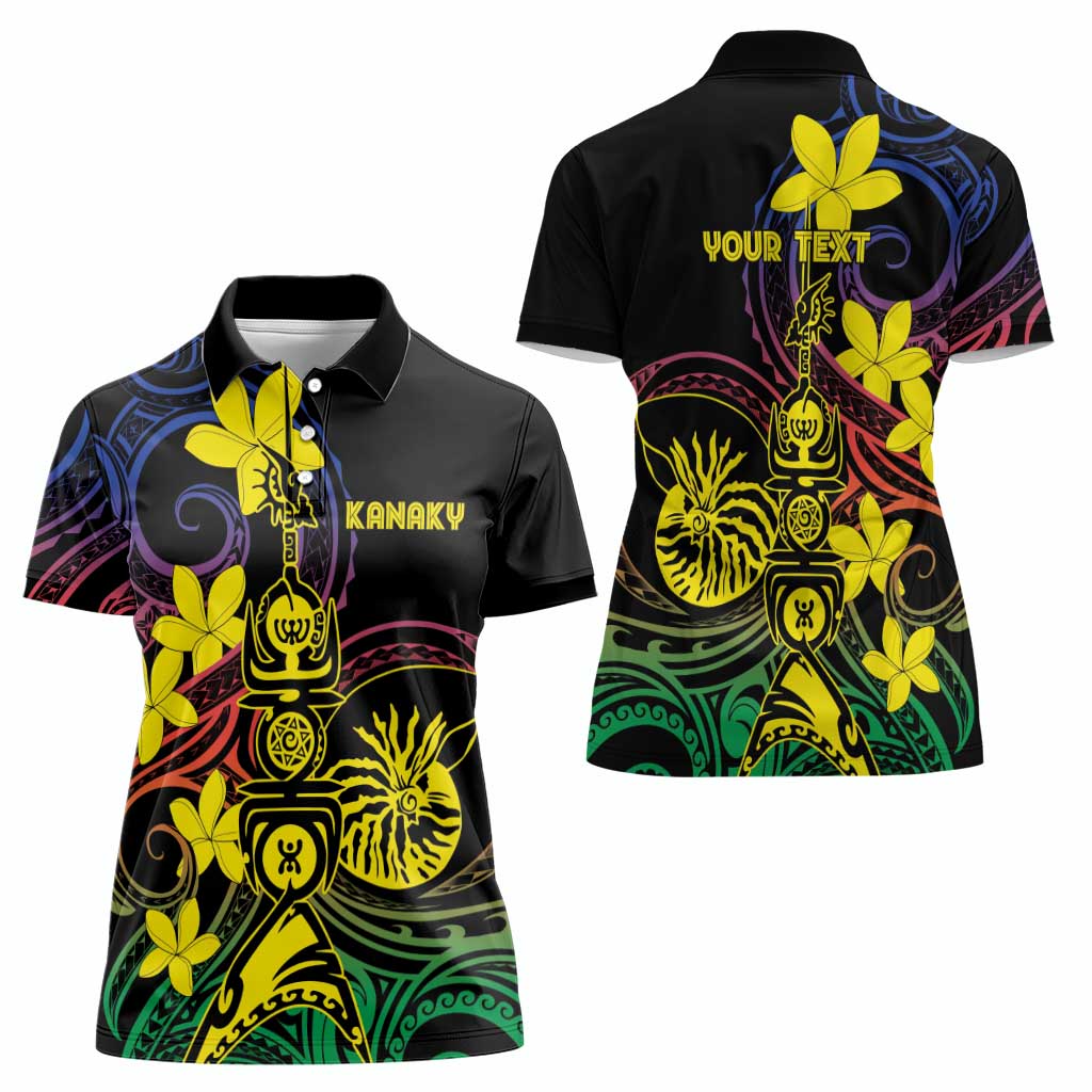 New Caledonia Kanaky Personalized Women Polo Shirt Fleche Faitiere - Plumeria LT7 - Polynesian Pride