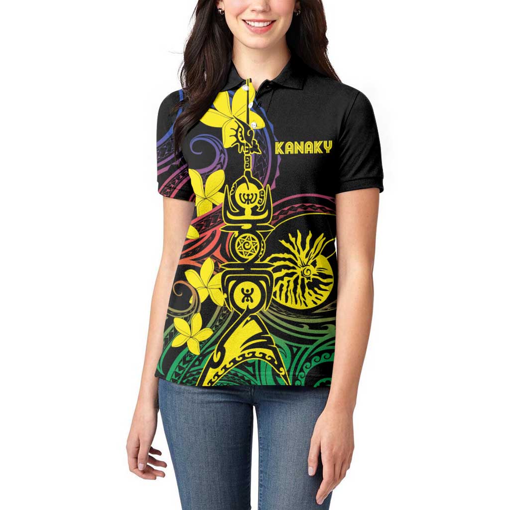 New Caledonia Kanaky Personalized Women Polo Shirt Fleche Faitiere - Plumeria LT7 - Polynesian Pride