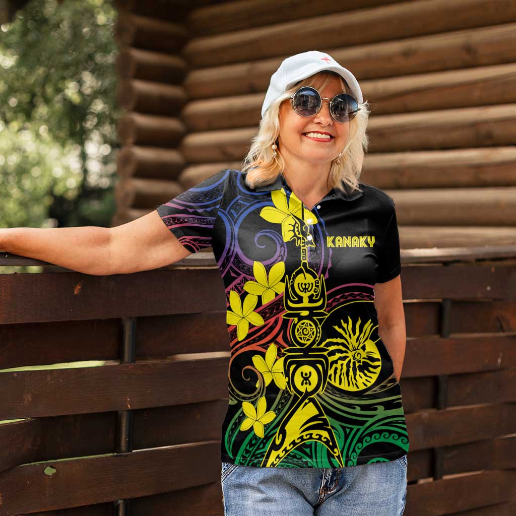 New Caledonia Kanaky Personalized Women Polo Shirt Fleche Faitiere - Plumeria LT7 - Polynesian Pride