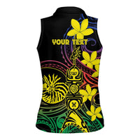 New Caledonia Kanaky Personalized Women Sleeveless Polo Shirt Fleche Faitiere - Plumeria LT7 - Polynesian Pride