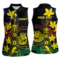 New Caledonia Kanaky Personalized Women Sleeveless Polo Shirt Fleche Faitiere - Plumeria LT7 - Polynesian Pride
