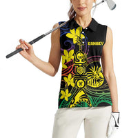 New Caledonia Kanaky Personalized Women Sleeveless Polo Shirt Fleche Faitiere - Plumeria LT7 - Polynesian Pride
