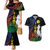 New Caledonia Kanaky Personalized Couples Matching Mermaid Dress and Hawaiian Shirt Fleche Faitiere Mix Kagu LT7 Colorful - Polynesian Pride