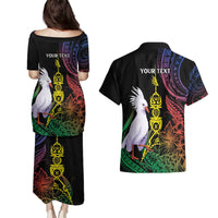 New Caledonia Kanaky Personalized Couples Matching Puletasi and Hawaiian Shirt Fleche Faitiere Mix Kagu LT7 - Polynesian Pride