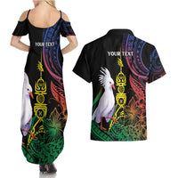 New Caledonia Kanaky Personalized Couples Matching Summer Maxi Dress and Hawaiian Shirt Fleche Faitiere Mix Kagu LT7 - Polynesian Pride