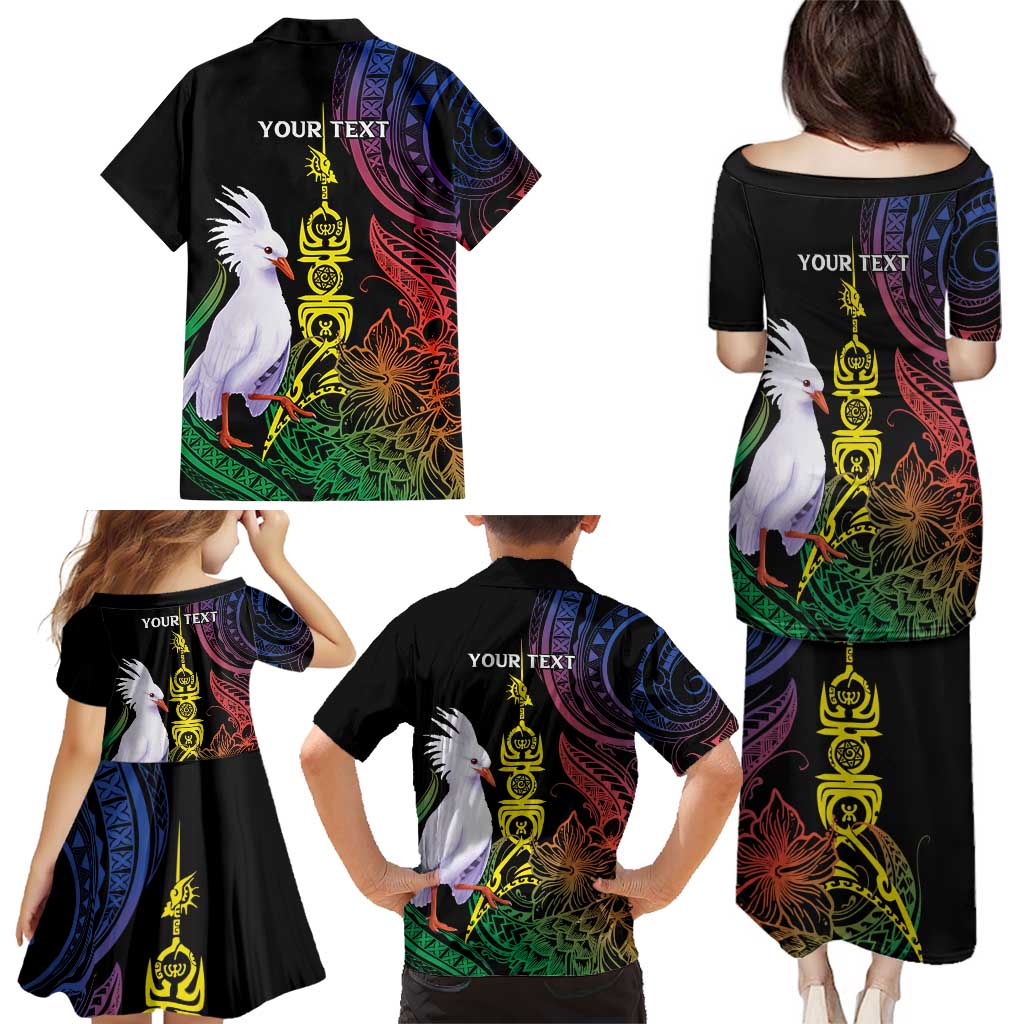 New Caledonia Kanaky Personalized Family Matching Puletasi and Hawaiian Shirt Fleche Faitiere Mix Kagu LT7 - Polynesian Pride
