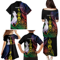 New Caledonia Kanaky Personalized Family Matching Puletasi and Hawaiian Shirt Fleche Faitiere Mix Kagu LT7 - Polynesian Pride