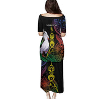 New Caledonia Kanaky Personalized Family Matching Puletasi and Hawaiian Shirt Fleche Faitiere Mix Kagu LT7 - Polynesian Pride