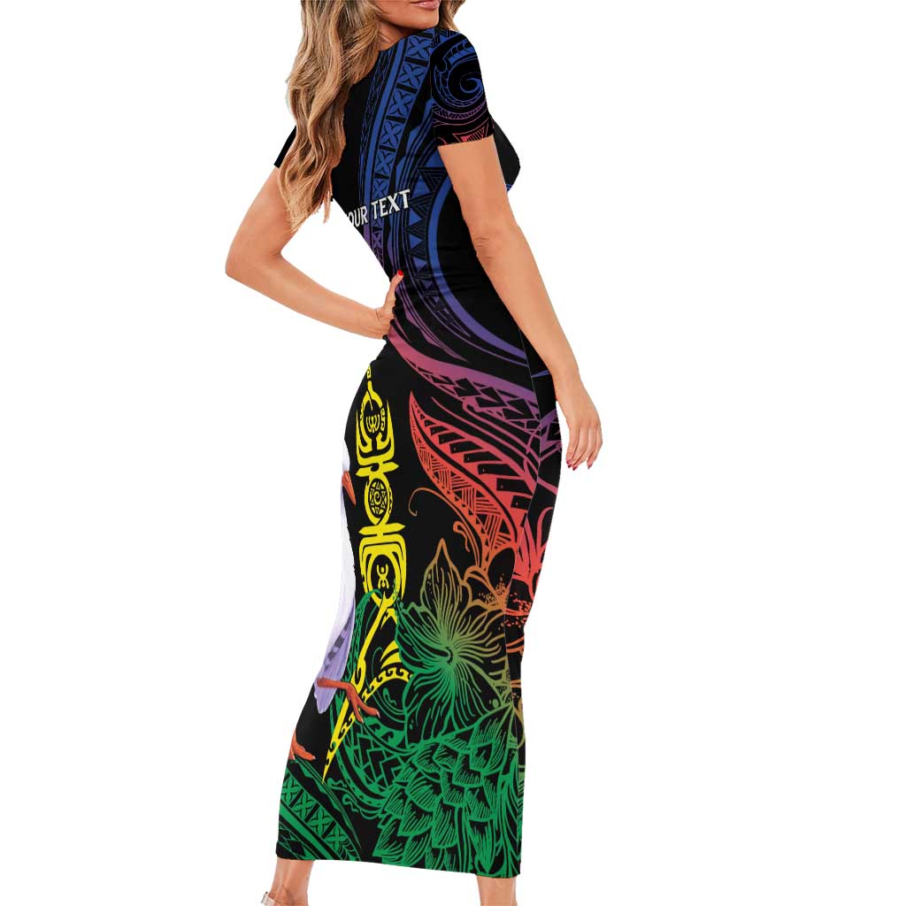 New Caledonia Kanaky Personalized Family Matching Short Sleeve Bodycon Dress and Hawaiian Shirt Fleche Faitiere Mix Kagu LT7 - Polynesian Pride