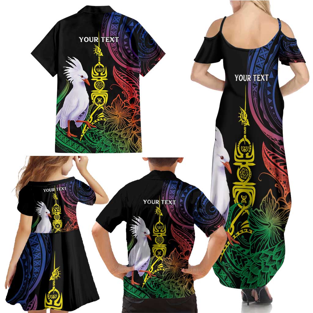 New Caledonia Kanaky Personalized Family Matching Summer Maxi Dress and Hawaiian Shirt Fleche Faitiere Mix Kagu LT7 - Polynesian Pride
