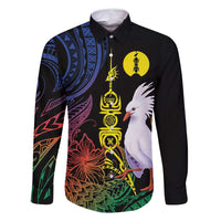 New Caledonia Kanaky Personalized Family Matching Summer Maxi Dress and Hawaiian Shirt Fleche Faitiere Mix Kagu LT7 Dad's Shirt - Long Sleeve Colorful - Polynesian Pride