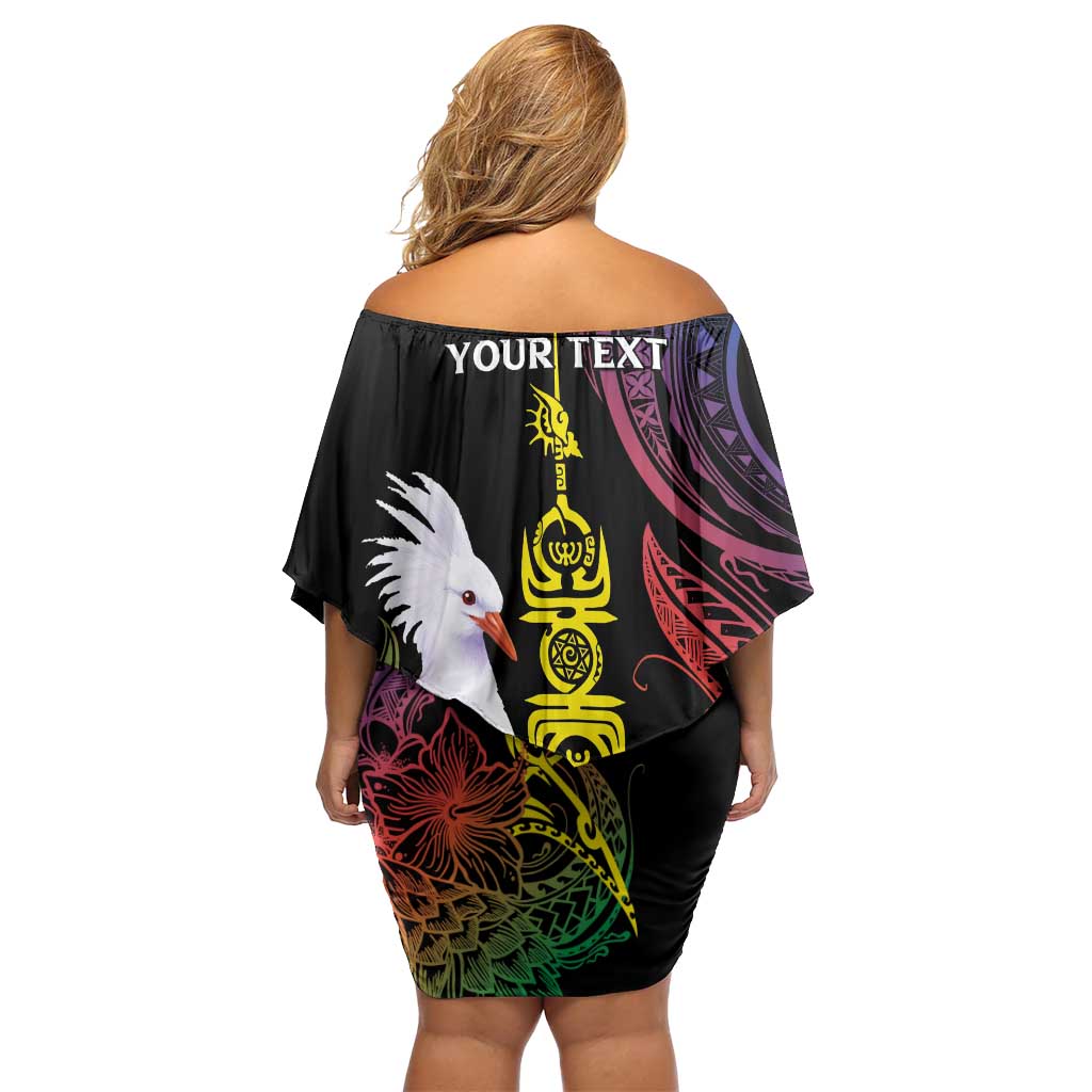 New Caledonia Kanaky Personalized Off Shoulder Short Dress Fleche Faitiere Mix Kagu
