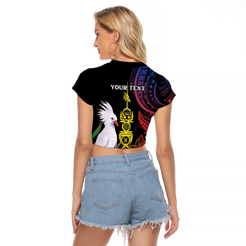 New Caledonia Kanaky Personalized Raglan Cropped T Shirt Fleche Faitiere Mix Kagu