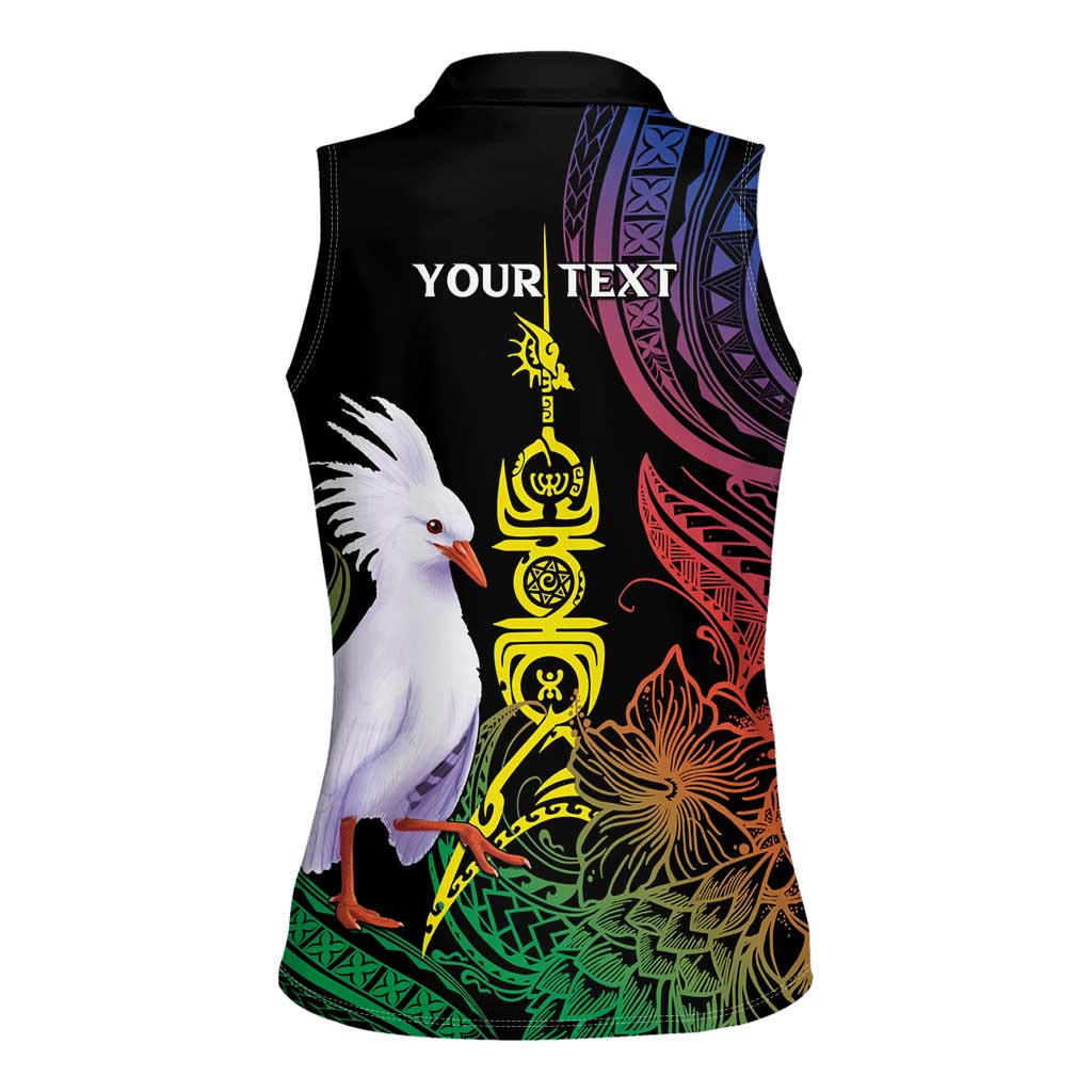 New Caledonia Kanaky Personalized Women Sleeveless Polo Shirt Fleche Faitiere Mix Kagu LT7 - Polynesian Pride