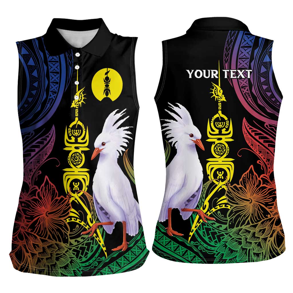 New Caledonia Kanaky Personalized Women Sleeveless Polo Shirt Fleche Faitiere Mix Kagu LT7 - Polynesian Pride