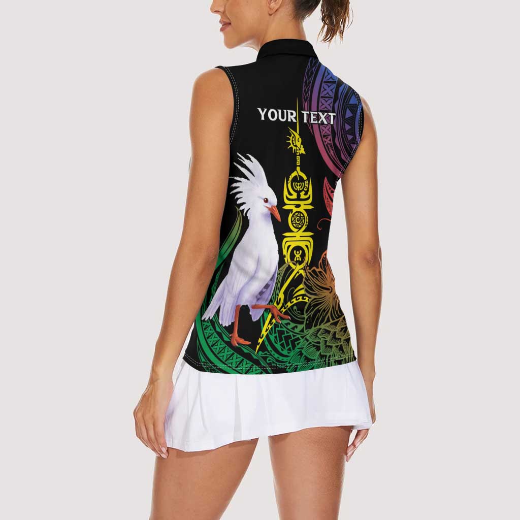 New Caledonia Kanaky Personalized Women Sleeveless Polo Shirt Fleche Faitiere Mix Kagu LT7 - Polynesian Pride