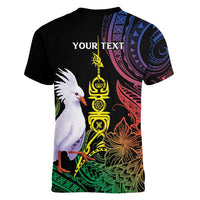 New Caledonia Kanaky Personalized Women V-Neck T-Shirt Fleche Faitiere Mix Kagu LT7 - Polynesian Pride