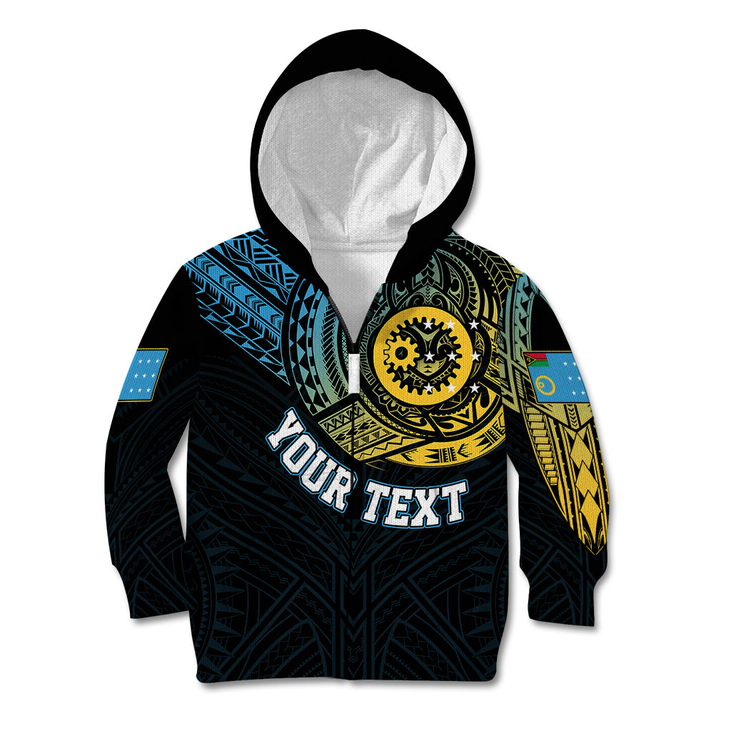 Personalised Vanuatu Kid Hoodie Turtle Chest Tattoo Flag Color - Sanma LT7 - Polynesian Pride