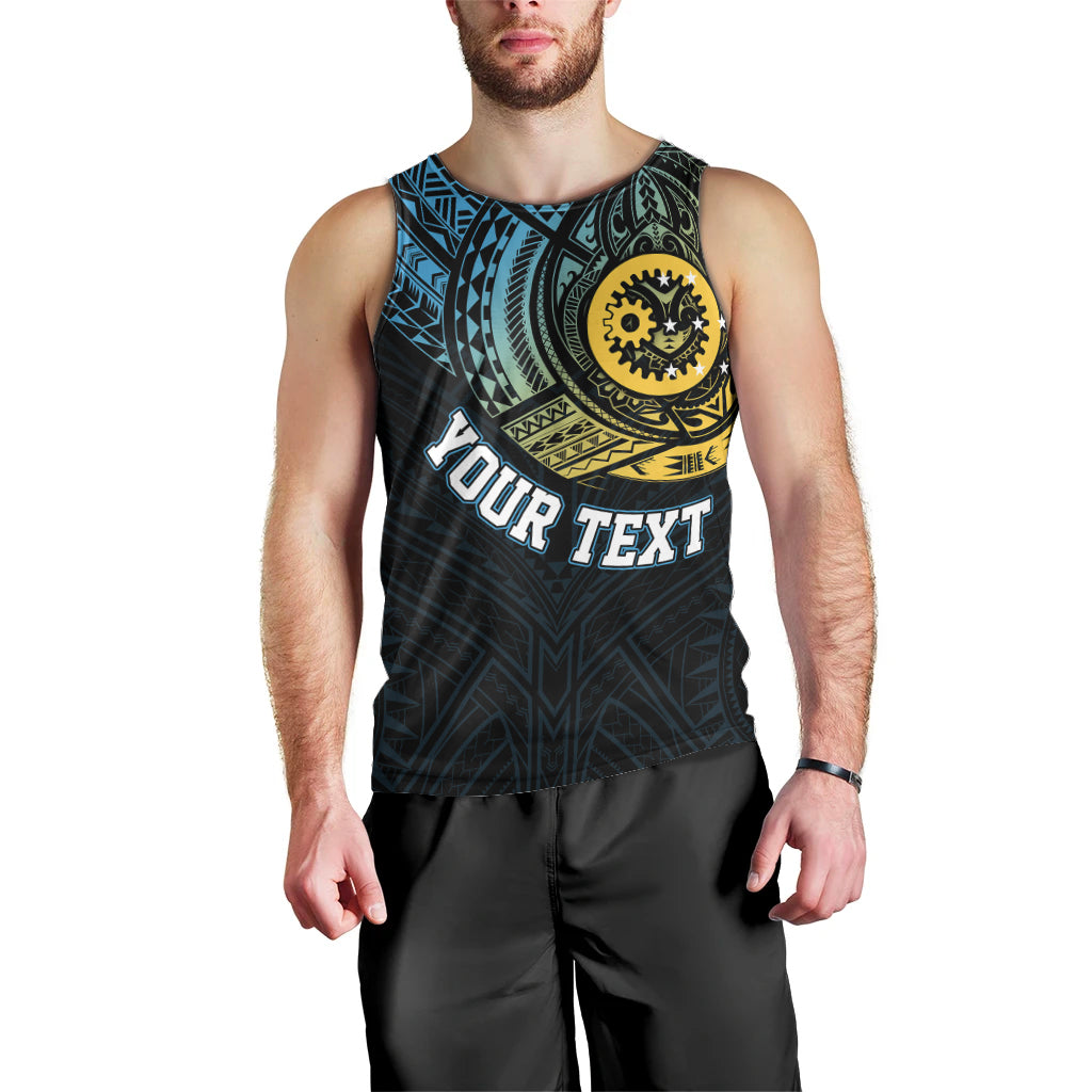 Personalised Vanuatu Men Tank Top Turtle Chest Tattoo Flag Color - Sanma LT7 - Polynesian Pride