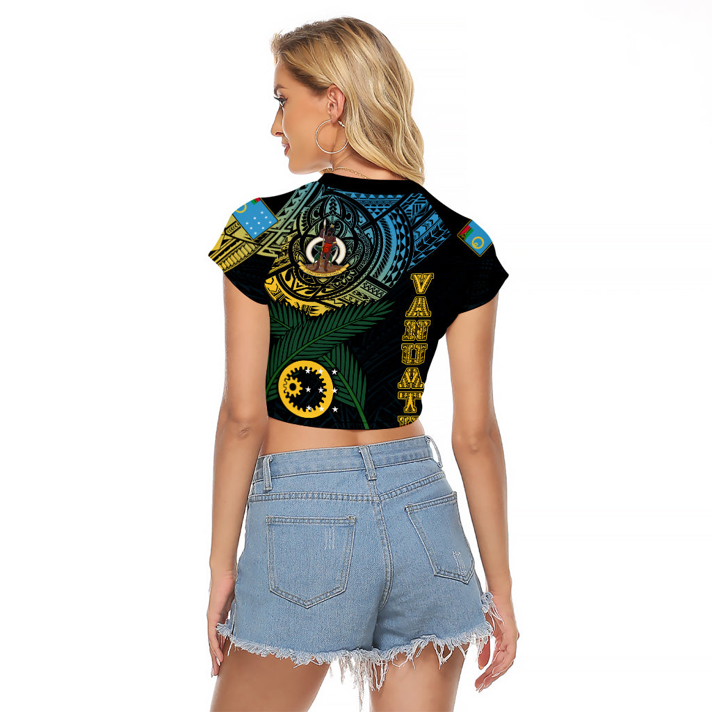 Personalised Vanuatu Raglan Cropped T Shirt Turtle Chest Tattoo Flag Color - Sanma LT7 - Polynesian Pride