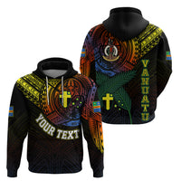 Custom Vanuatu Hoodie Turtle Chest Tattoo Flag Color Tafea LT7 Pullover Hoodie Black - Polynesian Pride