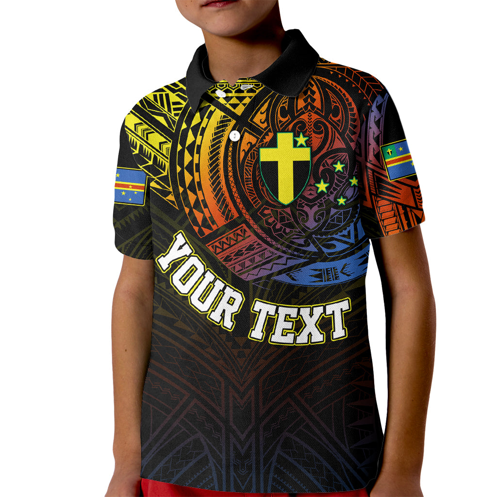 Personalised Vanuatu Kid Polo Shirt Turtle Chest Tattoo Flag Color - Tafea LT7 Kid Black - Polynesian Pride