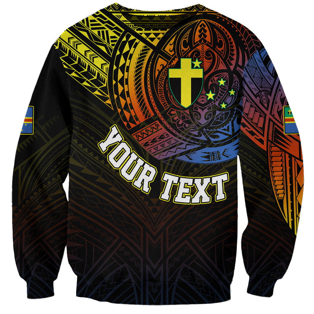 Personalised Vanuatu Sweatshirt Turtle Chest Tattoo Flag Color - Tafea LT7 Unisex Black - Polynesian Pride