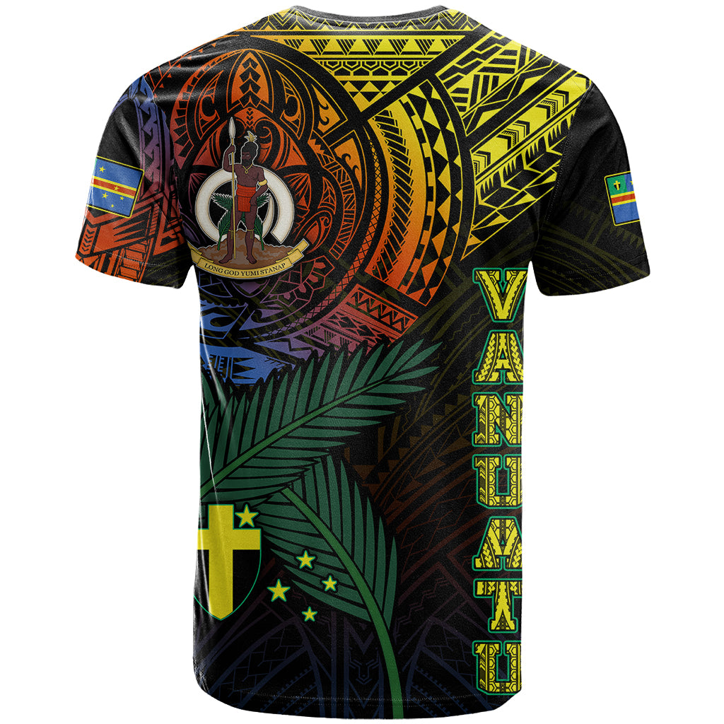 Custom Vanuatu T Shirt Turtle Chest Tattoo Flag Color Tafea LT7 - Polynesian Pride