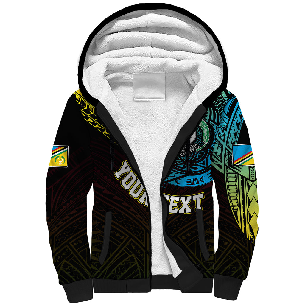 Personalised Vanuatu Sherpa Hoodie Turtle Chest Tattoo Flag Color - Torba LT7 Unisex Black - Polynesian Pride