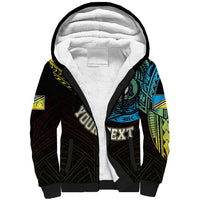 Personalised Vanuatu Sherpa Hoodie Turtle Chest Tattoo Flag Color - Torba LT7 Unisex Black - Polynesian Pride
