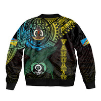 Personalised Vanuatu Sleeve Zip Bomber Jacket Turtle Chest Tattoo Flag Color - Torba LT7 - Polynesian Pride