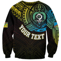 Personalised Vanuatu Sweatshirt Turtle Chest Tattoo Flag Color - Torba LT7 Unisex Black - Polynesian Pride