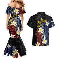 Personalized Philippines Tribal Couples Matching Mermaid Dress and Hawaiian Shirt Tropical Waves - Plumeria LT7 - Polynesian Pride
