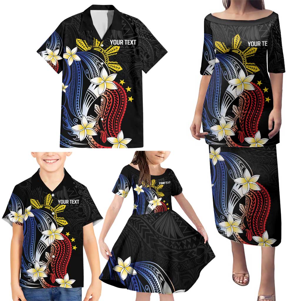 Personalized Philippines Tribal Family Matching Puletasi and Hawaiian Shirt Tropical Waves - Plumeria LT7 - Polynesian Pride