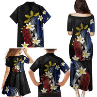 Personalized Philippines Tribal Family Matching Puletasi and Hawaiian Shirt Tropical Waves - Plumeria LT7 - Polynesian Pride