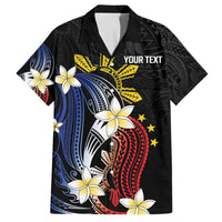 Personalized Philippines Tribal Family Matching Puletasi and Hawaiian Shirt Tropical Waves - Plumeria LT7 Dad's Shirt - Short Sleeve Black - Polynesian Pride