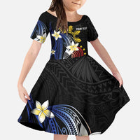 Personalized Philippines Tribal Family Matching Summer Maxi Dress and Hawaiian Shirt Tropical Waves - Plumeria LT7 Daughter's Dress Black - Polynesian Pride