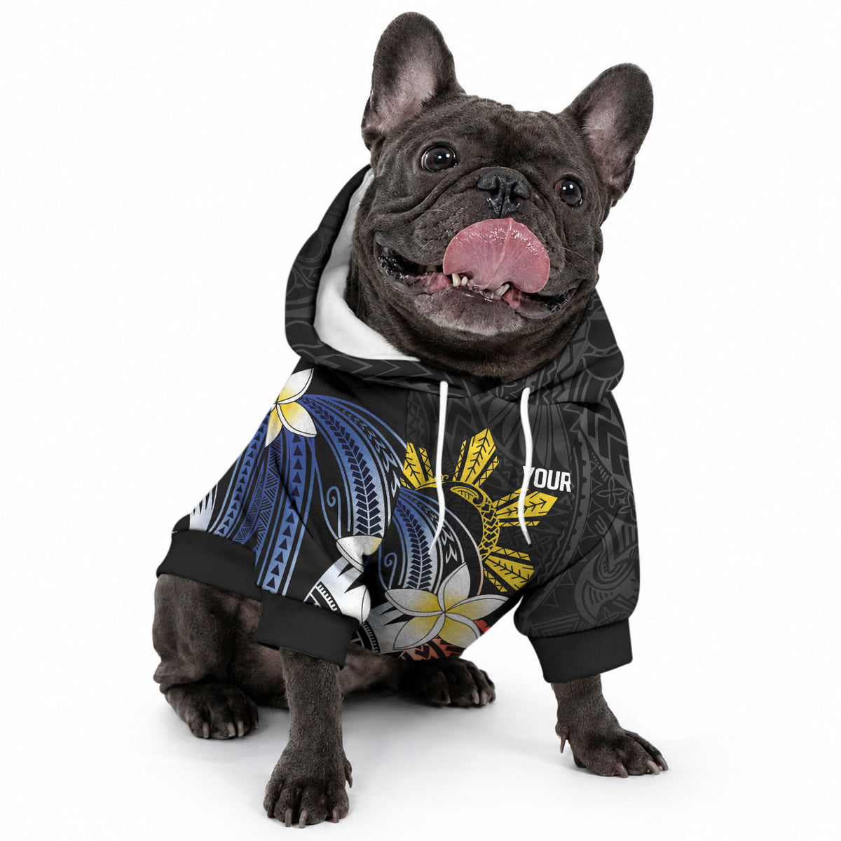 Personalized Philippines Tribal Pet Hoodie Tropical Waves - Plumeria