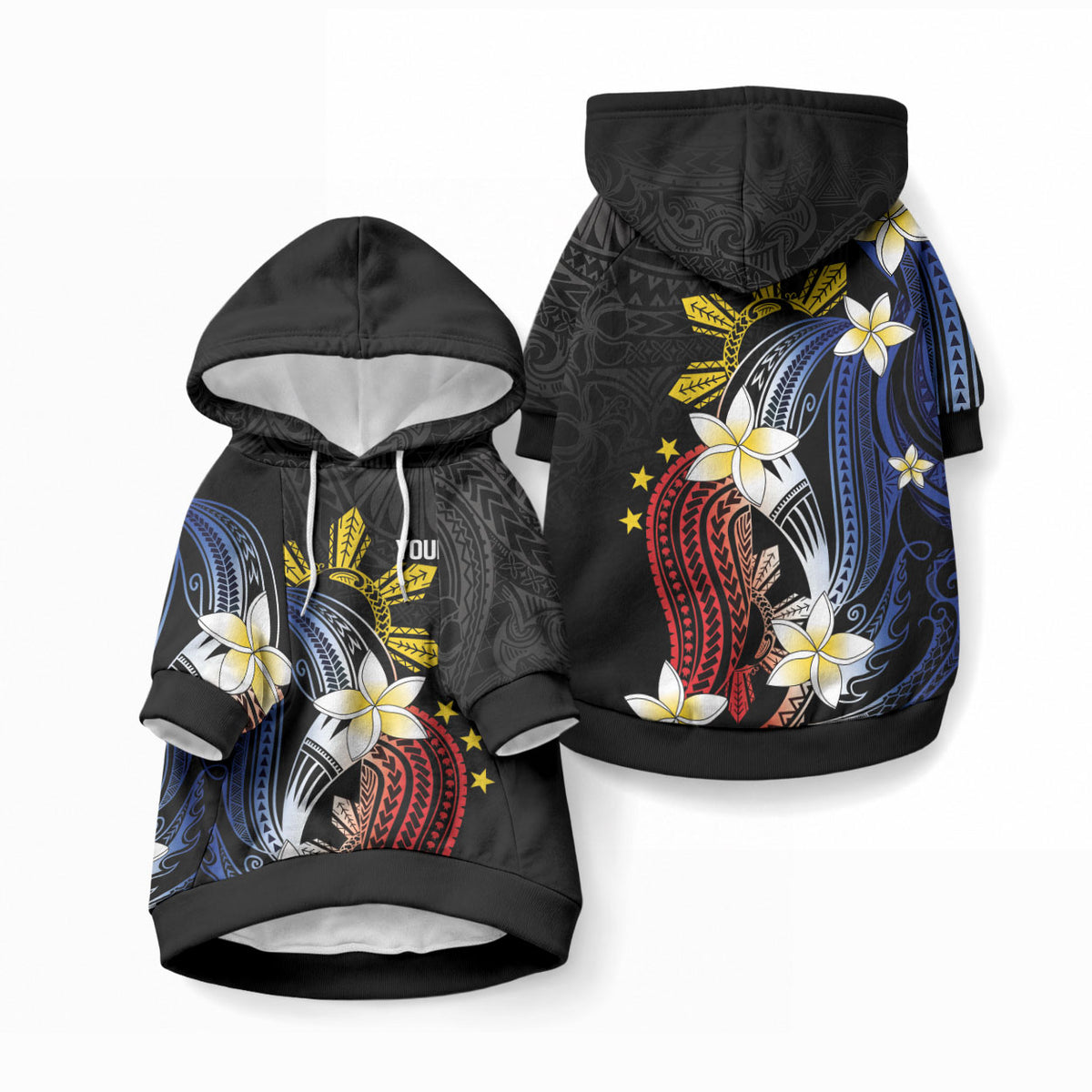 Personalized Philippines Tribal Pet Hoodie Tropical Waves - Plumeria