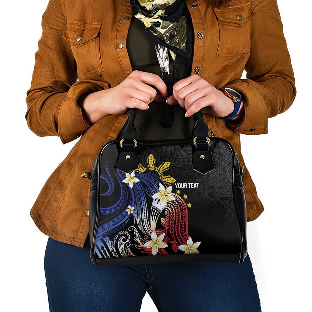 Personalized Philippines Tribal Shoulder Handbag Tropical Waves - Plumeria