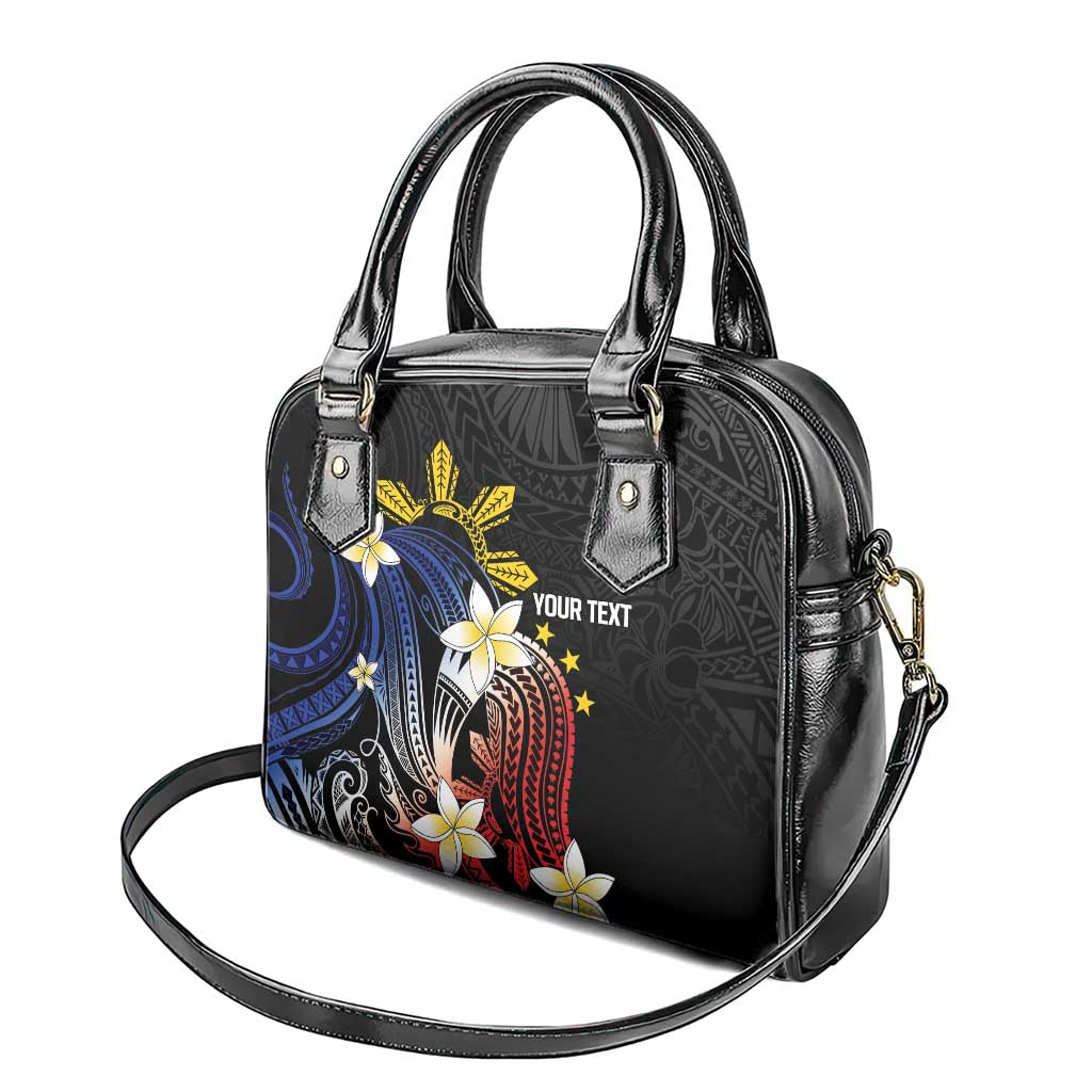 Personalized Philippines Tribal Shoulder Handbag Tropical Waves - Plumeria